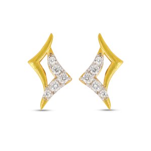 Twinkling Stars Gold and Diamond Stud Earrings