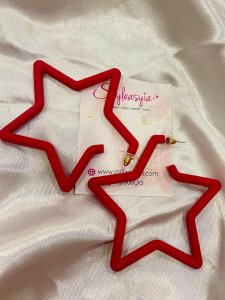 Bold Crimson Star Studs
