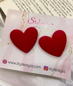 Crimson Heart Stud Earings